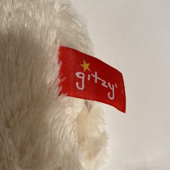 GITZY Valentines Day Plush White Toy Dog Puppy Red Beanie Scarf Brown Nose - Picture 9 of 14